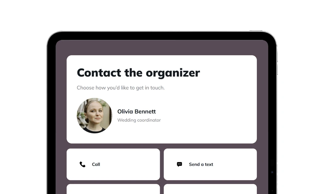 The contact page opened from a published Canva website