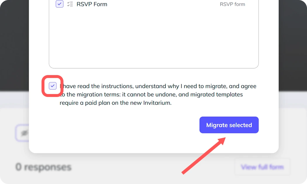 Migration progress while templates and Legacy links are transferred
