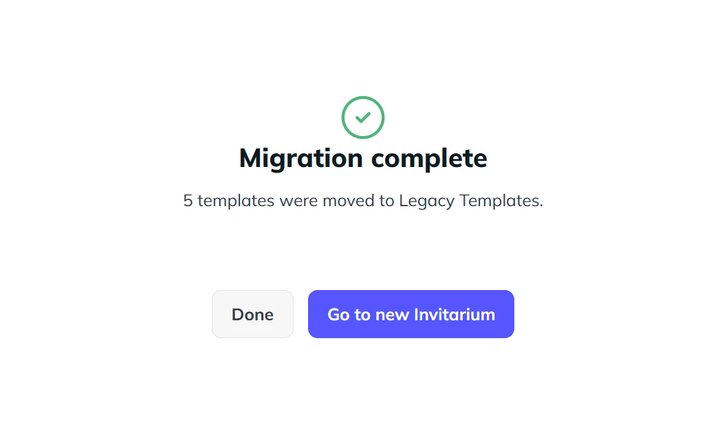 Migrated templates organized in the Legacy Templates folder